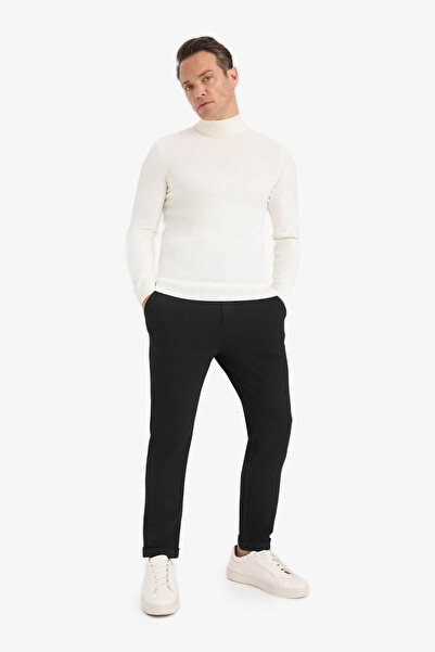 DeFacto Y2651 Siyah Jogger Fit Beli Bağcıklı Lastikli Esnek Kumaş Cepli Duble Paça Pantolon