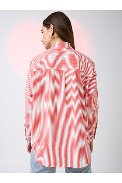 Globus By Styli Red Striped Oversized Workwear Shirt