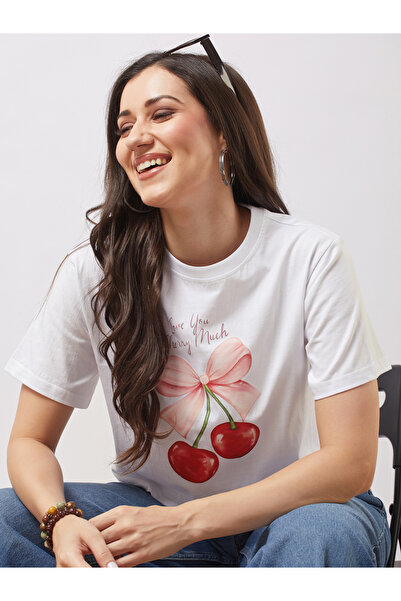 Globus By Styli تي شيرت قصير بطبعة الكرز الأبيض