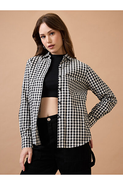 Globus By Styli Black Gingham Check Long Sleeve Shirt