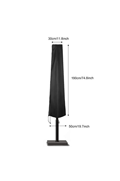 Choice 190x50x30cm Black Black 210D Umbrella Patio Waterproof Market Parasol ...