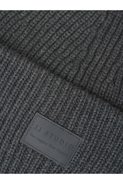 Jack & Jones Ribbed Knit Beanie with Patch Detail