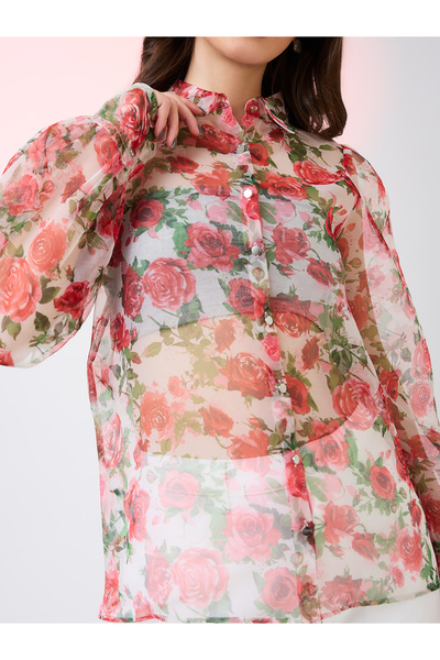 Globus By Styli Multi Floral Print Organza Shirt