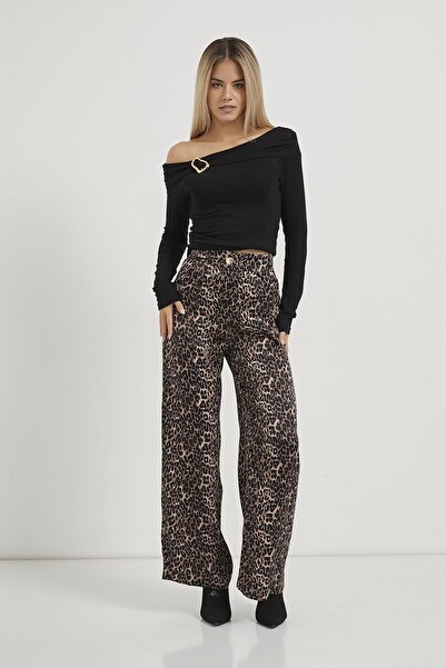 Arma Life Women's Loose Wide Leg Leopard Print Baggy Pants with Pockets