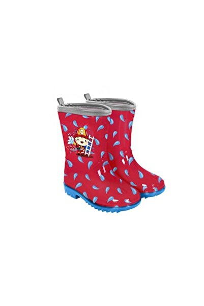 Perletti - Rubber Boots Firefighter with Reflective Edge, Red, Size 28-29