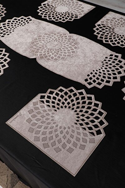 Bayrakkızoğlu tekstil 6 Kişilik Kadife amerikan servis takımı yemekteyiz seti...