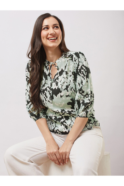 Globus By Styli Multi All Over Print Tie-Up Detail Top