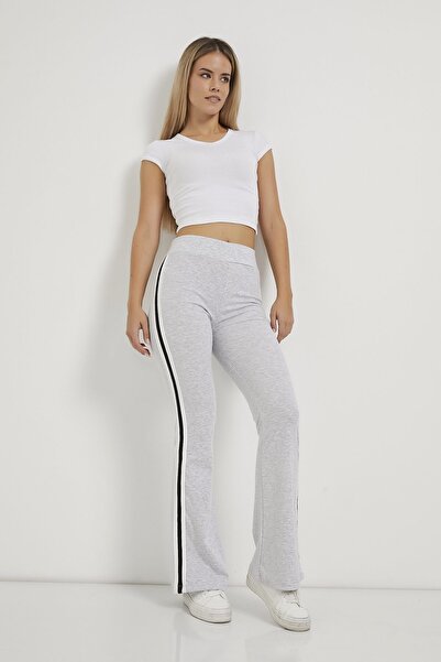 Arma Life Women's Striped High Waist Gray Wide Leg Sweatpants