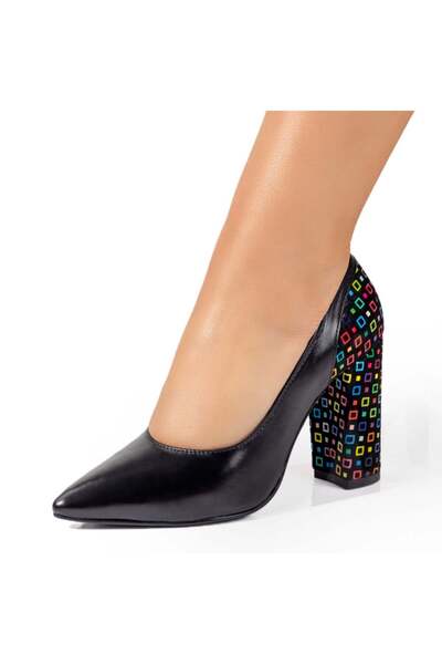 Modlet.ro Women's multicolor print high-heeled shoes made of leather MOD10238