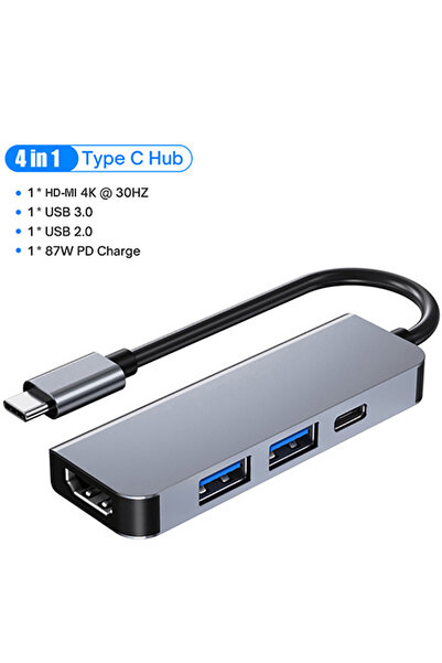 Kebidumei محطة إرساء 4 في 1 HDMI USB C بقدرة 100 واط، محول USB C إلى HDMI متو...
