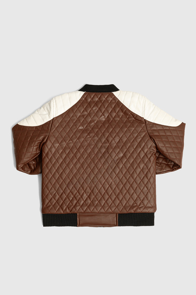 Go Veform Faux Leather Jacket with Diamond Pattern and Fur Lining Inside