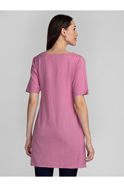 Globus By Styli Pink Embroidery Detail Longline Tunic