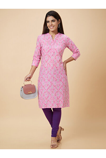 Globus By Styli Women Pink Printed Straight Kurta