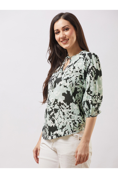 Globus By Styli Multi All Over Print Tie-Up Detail Top