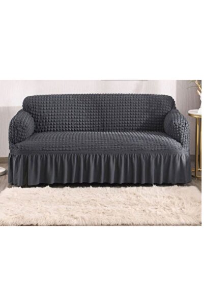 Sale4u Husa pentru canapea 3 locuri – Creponata cu Volane – Gri