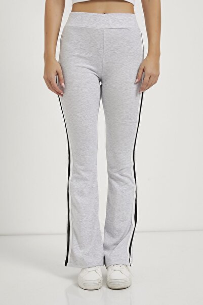 Arma Life Women's Striped High Waist Gray Wide Leg Sweatpants