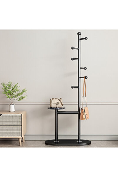 Un Modern Black Coat Rack and Rack with Multi-Purpose Shelves