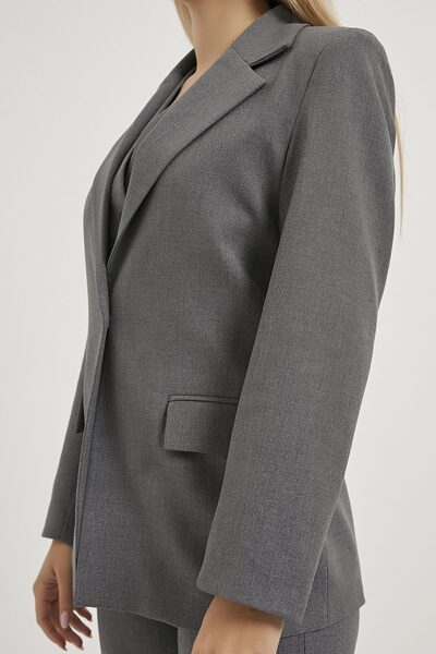 Arma Life Women's Casual Single Button Oversized Smoked Blazer Jacket