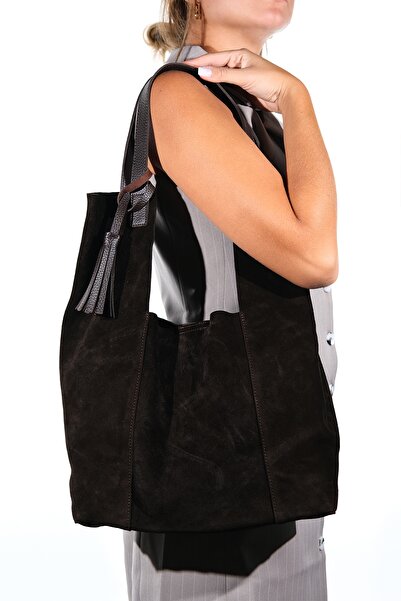 LuviShoes Orlitha Brown Genuine Leather Suede Women's Shoulder Bag