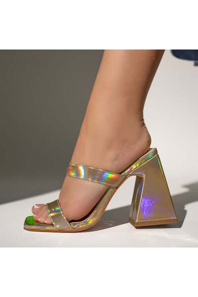 Modlet.ro Muli aurii cu toc gros pentru femei MOD09164