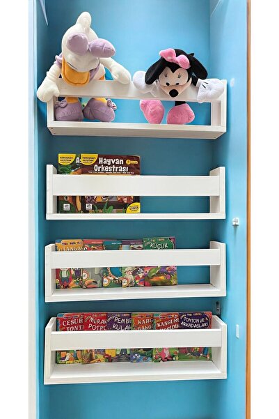 ÇağlaDesign Montessori Kitaplık Duvar rafı beyaz 4 lü