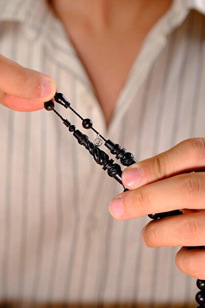 dergah tesbih Üstad Yusuf Cevher Özel Oyma İmame Abanoz Ağacı Tesbih