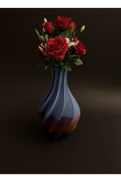 UniqueKatman Aurora Modern 3D Yazıcı Vazo - PLA+ Malzeme, Renkli Çiçeklik, Ev...