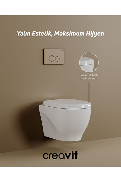 Creavit Mare Rim-Off Asma Klozet ve Duroplast Kapak Set