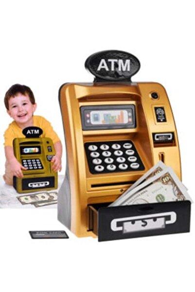 Jokomisiada Pușculiță muzicală ATM pentru depuneri și retrageri, senzor de mișcare, Jokomisiada, aurie