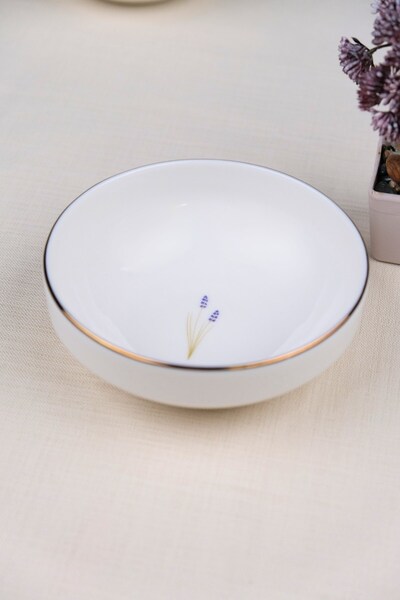 tabakevi Tabak Evi Porcelain Natura Lavender Gold Gilded Bowl 13.50cm Single
