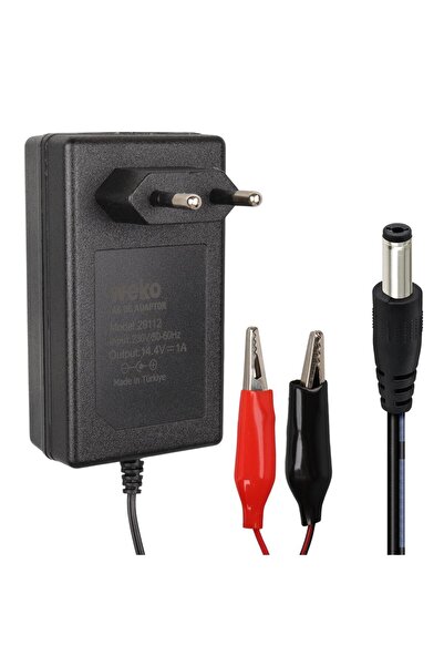 Powermaster Weko 14.4 Volt - 1 Amper 5.5*2.5 Mm Uçlu + Krokodil Aparatlı Akü Şarj Cihazı WK-29112