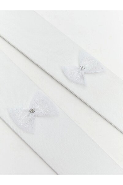 LC Waikiki Lcw Kids White Bow Detailed Girls' Pantyhose and Crown