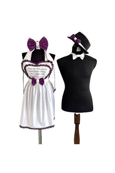 OEM Set dezgatit mireasa si mire 4 piese sort, esarfa, palarie, papion, personalizat