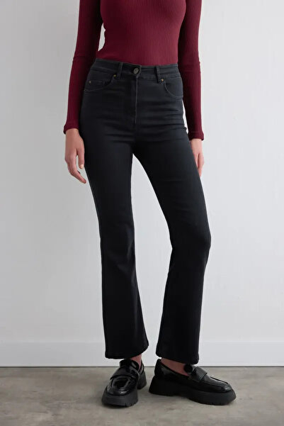 Gusto Denim Black Flare Pantolon - Siyah