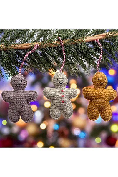 Bursa Kumaş Christmas Tree Ornament Cookie Man Set of 3