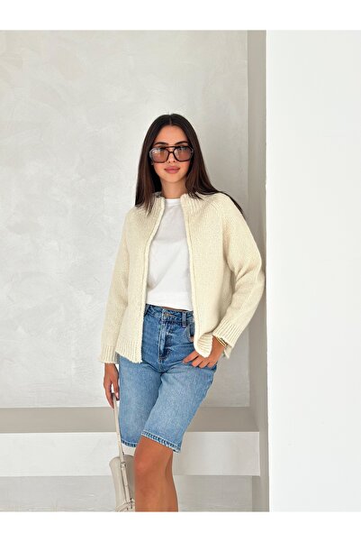 b buhari bykoc High Neck Zippered Knitwear Cardigan