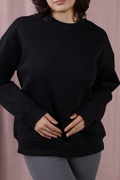 DPARİS Crew Neck Three Thread Ribbed Basic Sweatshirt