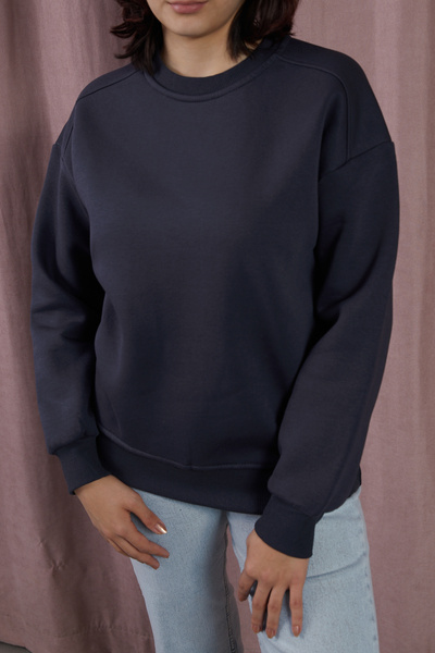 DPARİS Crew Neck Three Thread Ribbed Basic Sweatshirt