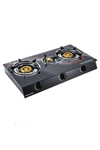 OEM Glass hob stove with 3 burners, gas-powered, quartz ignition, AVI-3887