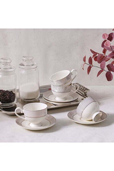 Danube Home Youthful Bite Ellipse Tea Set – 8-Piece Porcelain Cups & Saucers for 4, Elegant & Giftable