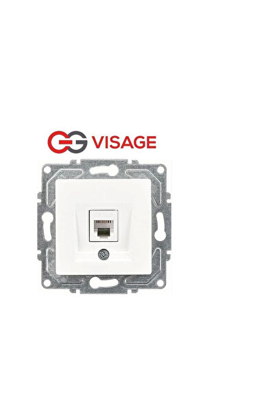 KAKTÜS JACK مقبس الهاتف الأبيض Visage (CAT3) بدون إطار - إطار متوافق مع المقبس والمفتاح