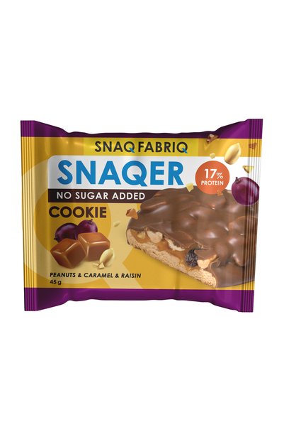 SNAQ FABRIQ Snaqer Protein Cookie with Peanuts, Caramel and Raisin No Sugar Added 10x45g
