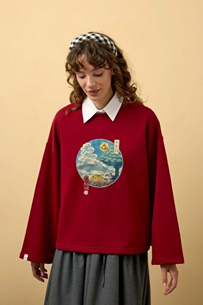 Ceylan Otantik Burgundy Printed 3-Strap Bodysuit