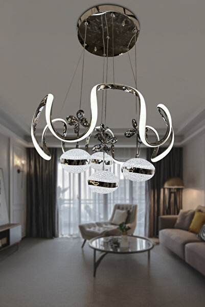 DEKORLİVE Modern Sarkıt İthal 4 Top Ecrin Ledli Sarkıt Avize