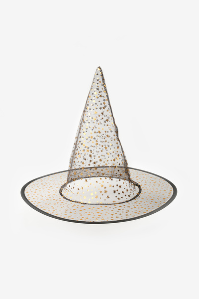 Le Mabelle Siyah Yıldız Baskılı Halloween Cadı Şapkası