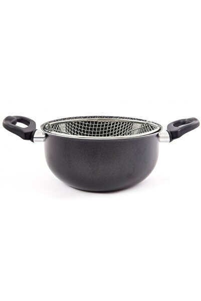 Raki Aluminum pot with basket-strainer FRIGERELLA STONE BLACK, D24cm, non-sti...