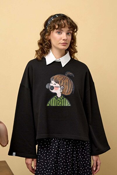 Ceylan Otantik Black Printed 3-Strap Bodysuit