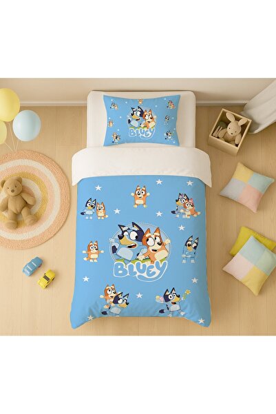adenkahome Bluey Karakterli Tek Kişilik Nevresim Seti