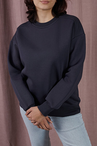 DPARİS Crew Neck Three Thread Ribbed Basic Sweatshirt