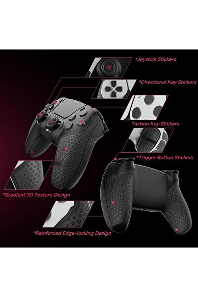 Generic G.S.TAC PS5 Controller Skin Set, 20PCS Textured Soft Silicone Controller Grips Stickers, Non-Slip Sw